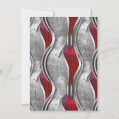 Invitation Gras Moderne Métallique 3D Texture Rouge Gris (Dos)