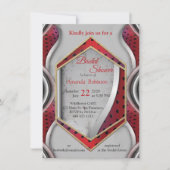 Invitation Gras Moderne Métallique 3D Texture Rouge Gris (Devant)