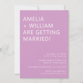 Invitation Gras moderne minimaliste Mariage tendance violet (Devant)