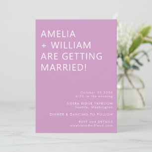 Invitation Gras moderne minimaliste Mariage tendance violet