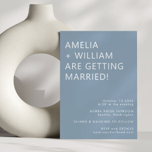 Invitation Gras Moderne Minimaliste Tendance Bleu Poussiéreux