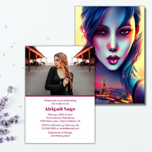 Invitation Gras Moderne Paris Tour Eiffel Fête des mariées