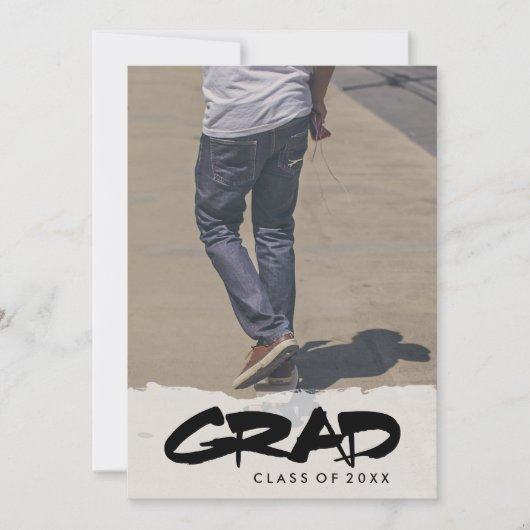 Invitation Gras moderne texte noir Boy Graduation Party Photo (Devant)