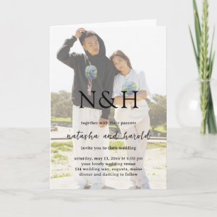 Invitation Gras Monogramme QR Code Photo moderne Mariage phot