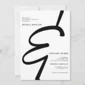 Invitation Gras noir blanc tout en un mariage de calligraphie (Devant)