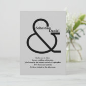 Invitation Gras noir et gris Mariage (Debout devant)