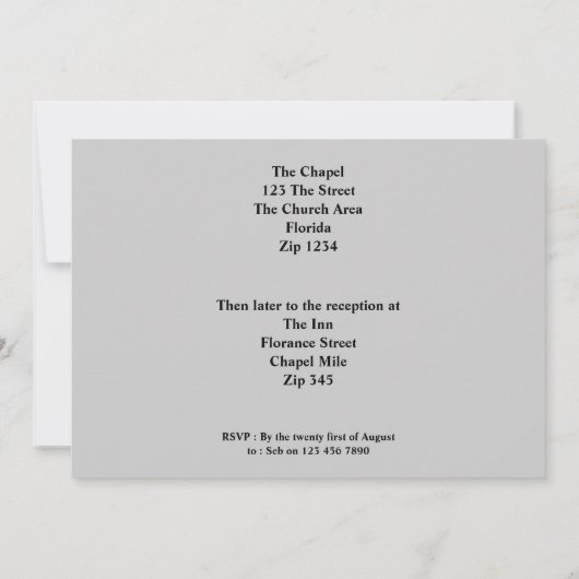 Invitation Gras noir et gris Mariage (Dos)