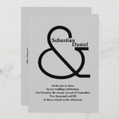 Invitation Gras noir et gris Mariage (Devant / Derrière)