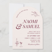 Invitation Gras Noms Arch Blush Wine Mariage (Devant)