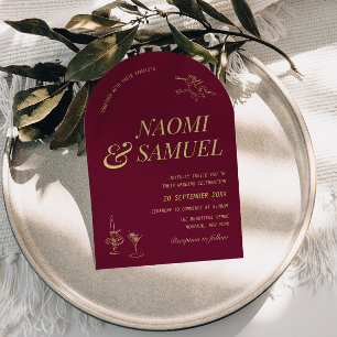 Invitation Gras Noms Arch Bourgogne Mariage Chartreuse