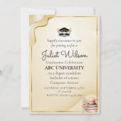 Invitation Gras Nouveau diplôme universitaire élégant début (Devant)