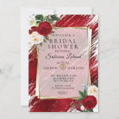 Invitation Gras Peonées rouges et Crimson Paint Stroke (Devant)