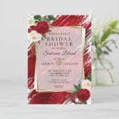 Invitation Gras Peonées rouges et Crimson Paint Stroke (Debout devant)