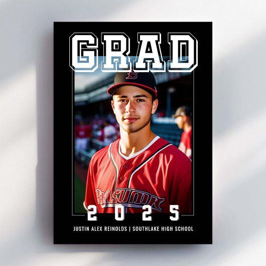 Invitation Gras Photo Moderne Graduation