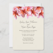 Invitation Gras Plumeria Bordure florale Mariage simple (Devant)