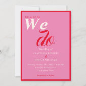 Invitation Gras Retro Nous Faisons Typographie Rouge Rose Mar (Devant)