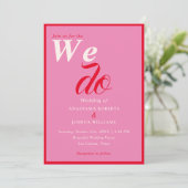 Invitation Gras Retro Nous Faisons Typographie Rouge Rose Mar (Debout devant)