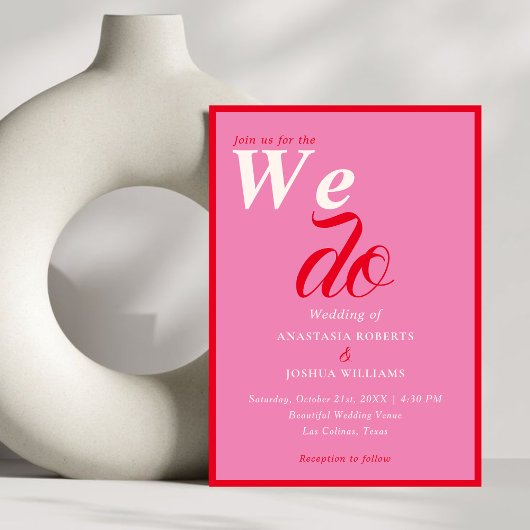 Invitation Gras Retro Nous Faisons Typographie Rouge Rose Mar