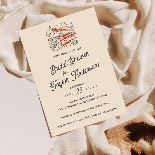 Invitation Gras Retro Saguaro Cactus Fête des mariées du dése