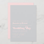 Invitation Gras Retro Typographie Blush et Grey Mariage (Devant / Derrière)
