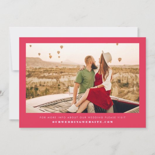 Invitation Gras Retro Wavy Curvy Stripes rose et rouge Mariag (Dos)