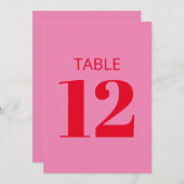 Invitation Gras rose clair rouge moderne Numéro de la table (Devant / Derrière)