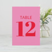 Gras rose clair rouge moderne Numéro de la table