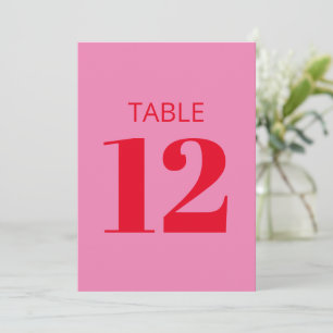 Invitation Gras rose clair rouge moderne Numéro de la table
