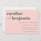 Invitation Gras rose et vert Élégant chic Mariage moderne (Devant)