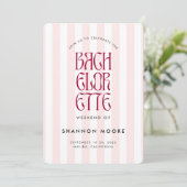 Invitation Gras Rose Magenta Stripes Bachelorette Week-end (Debout devant)