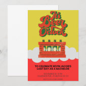 Invitation Gras Rouge Et Jaune Du Bachelor Party (Devant / Derrière)