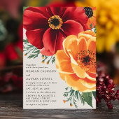 Invitation Gras Rouge et Jaune Floral Mariage élégant