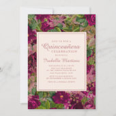 Invitation Gras Rouge Vin Lacy Rose Floral Quinceañera (Devant)