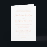 Invitation Gras Script Peach Elegant Wedding<br><div class="desc">Invitations de mariage de style classique avec un design simple mais élégant avec vos noms dans le script et vos détails dans les polices serif.</div>