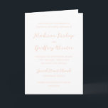 Invitation Gras Script Peach Elegant Wedding<br><div class="desc">Invitations de mariage de style classique avec un design simple mais élégant avec vos noms dans le script et vos détails dans les polices serif.</div>