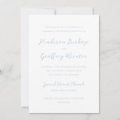 Invitation Gras Script Poudre Bleu Mariage élégant (Devant)