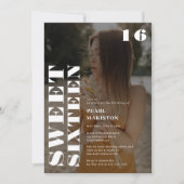 Invitation Gras simple blanc photo douce 16 anniversaire (Devant)