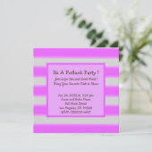 Invitation Gras Simple Stripes Pink Potluck Party (Debout devant)