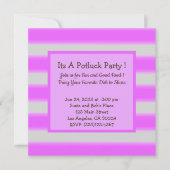 Invitation Gras Simple Stripes Pink Potluck Party (Devant)