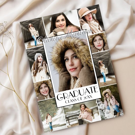 Invitation Gras Stylish Graduate Photo Collage Graduation