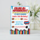 Invitation Gras Superhero Anniversaire (Debout devant)