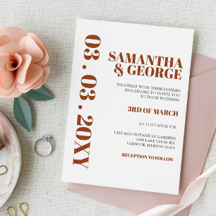 Invitation Gras Terracotta Brûlé Orange Mariage moderne