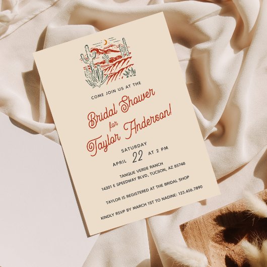 Invitation Gras Terracotta Cactus Fête des mariées du désert