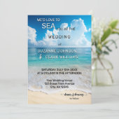 Invitation Gras Turquoise Coastal Beach Mariage (Debout devant)