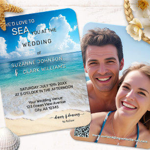 Invitation Gras Turquoise Coastal Beach Mariage