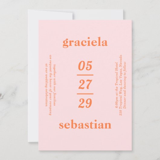 Invitation Gras typographique Arc en ciel Sherbet Mariage mod (Devant)