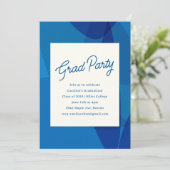 Invitation Gras Unique Abstrait Blue Graduation Party (Debout devant)