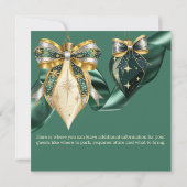 Invitation Gras Vert et Or Vacances Baubles avec Ruban (Dos)