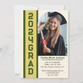 Invitation Gras, Vert & Or, Graduation 2024 (Devant)