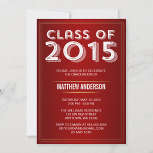Invitation Gras Vintage Red Gold 2015 Graduation